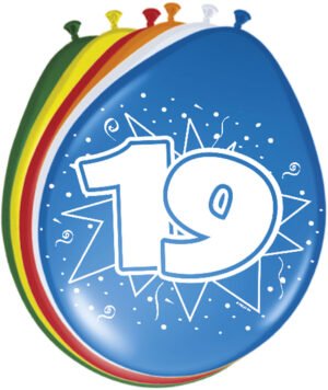 19th Birthday Balloons 30cm - 8 pieces