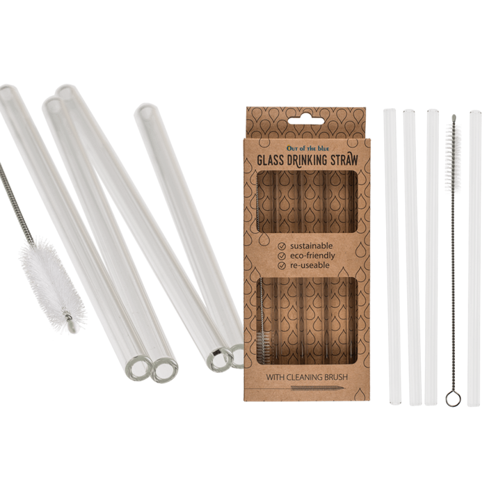 Glass drinking straw with cleaning brush,