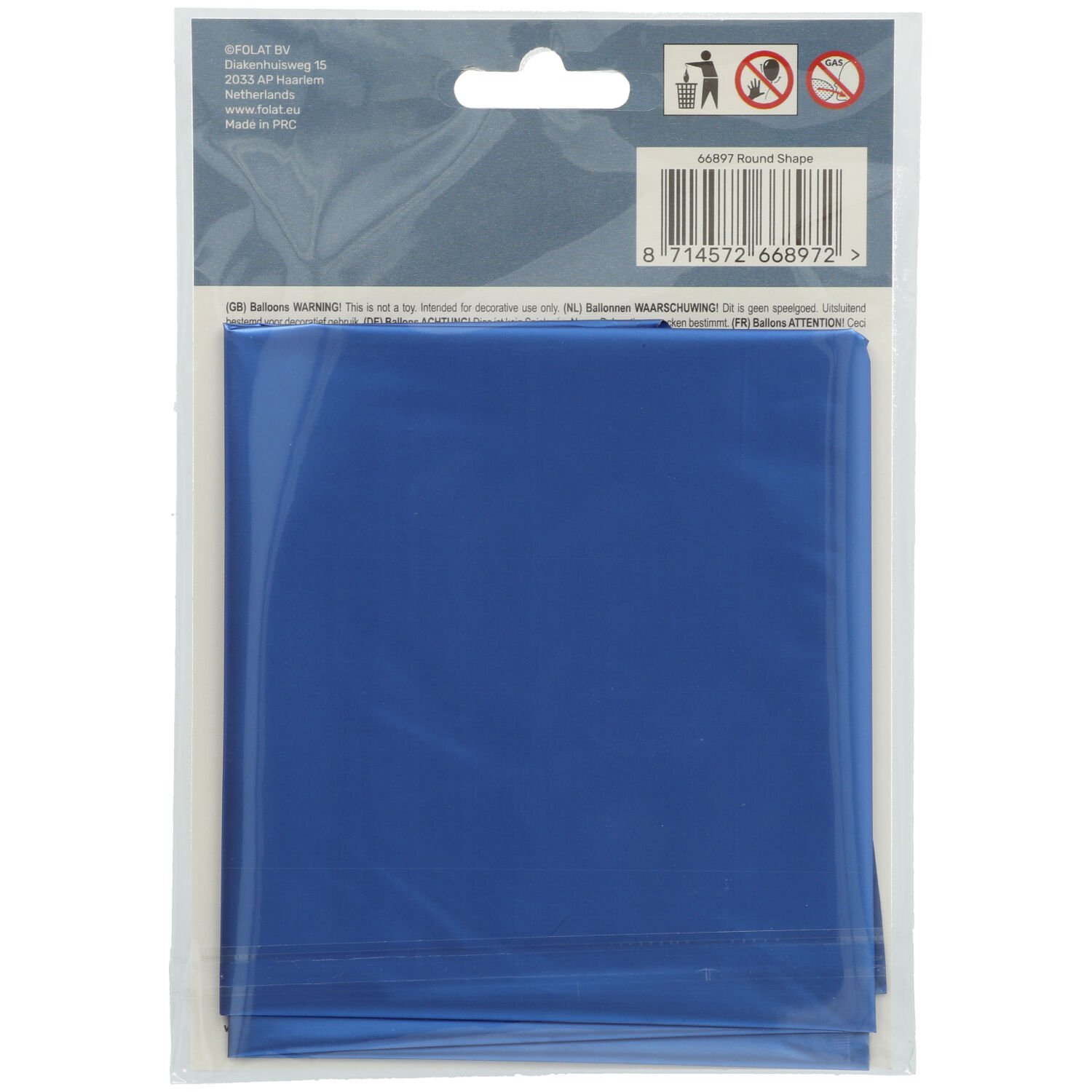 Foil Balloon Round Blue Metallic Matt - 45 cm - Image 3