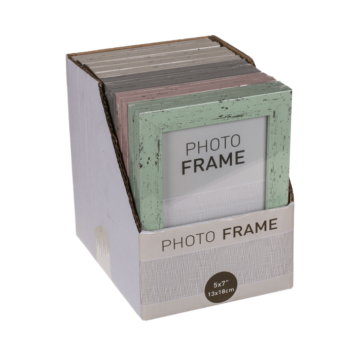 Pastel-Coloured Plastic Photo Frame in Wooden, - Image 2