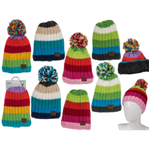 Kids Comfort cap with pompom, Rainbow Colours