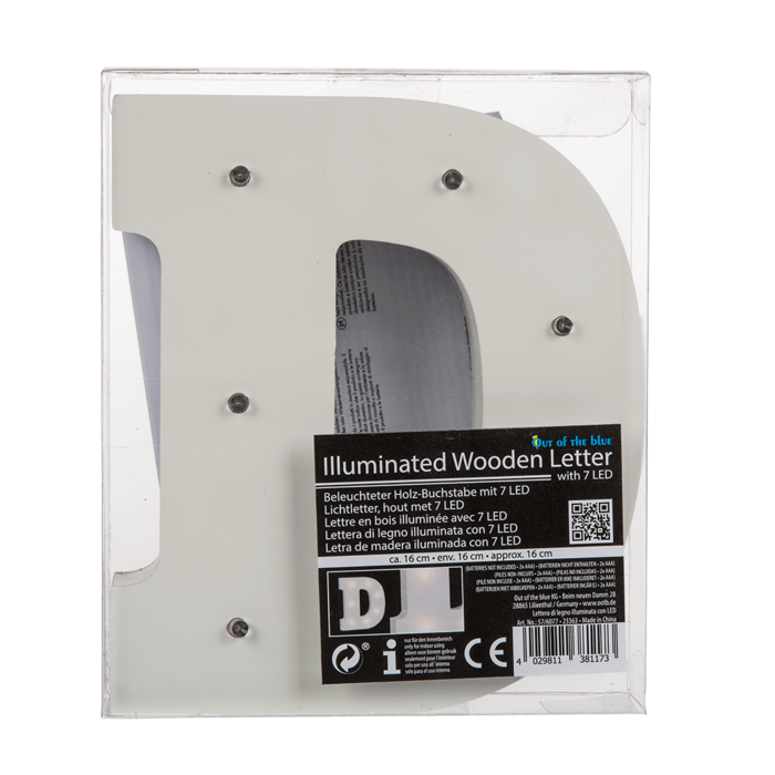 Illuminated wooden letter D, with 7 LED, - Image 4