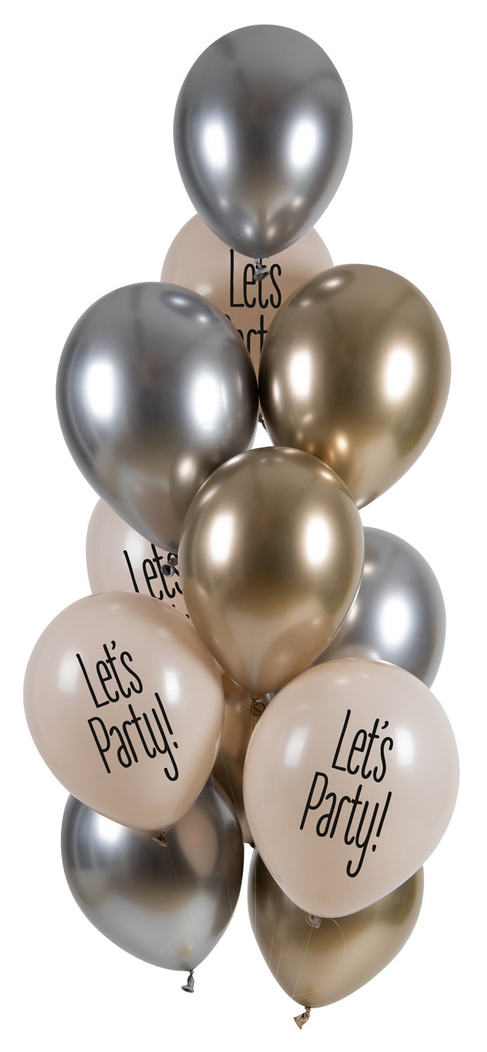 Balloons Let's Party White Tie 33cm - 12 pieces