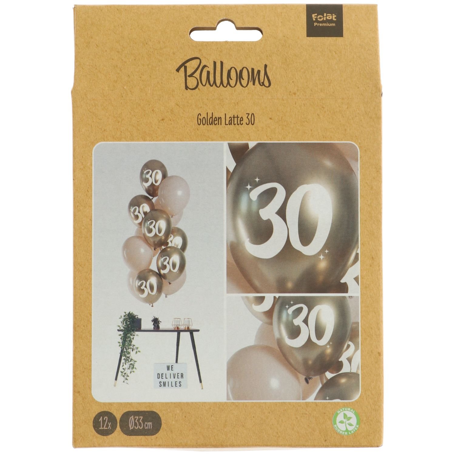 Balloons Golden Latte 30 Years 33cm - 12 pieces - Image 3
