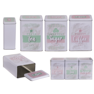 Rectangular tin box, Mint-Pink