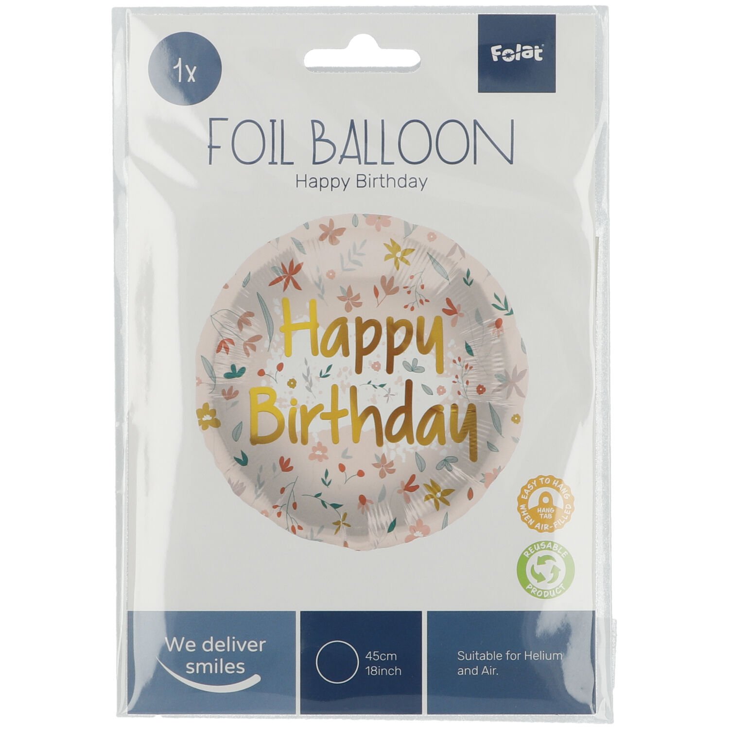 Foil Balloon Birthday Cute Flowers Pink - 45 cm - Image 3