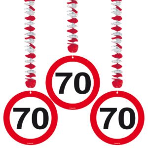 70th Birthday Traffic Sign Hangers - 3 pieces