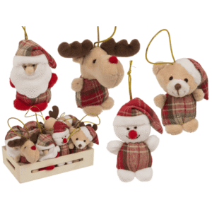 Xmas Plush with hanging string, 8 cm,