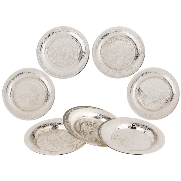 Silver colored metal-jewelry plate, ca. 10 cm,