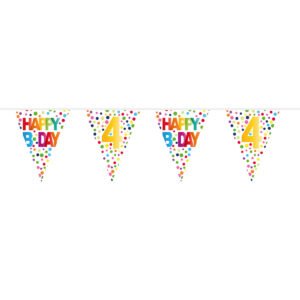 4th Birthday Happy Bday Dots Bunting Garland - 10 m