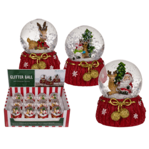 Polyresin snow globe with Reindeer & Santa,