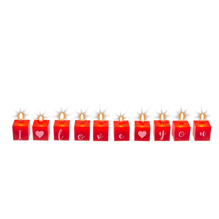 Square candles with letters, I kove you, - Image 3