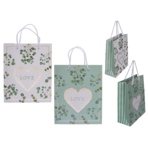 White/green paper gift bag, Love,