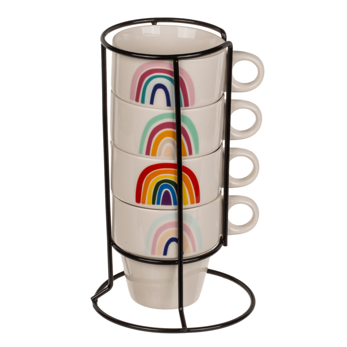 Stackable mugs on metal stand, Rainbow, - Image 4