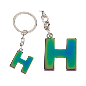 Metal Keychain, Rainbow Letter - Letter H