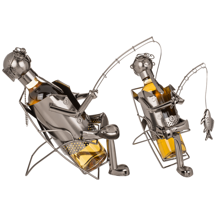 Metal bottle holder, Fishing man II,
