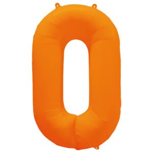 Foil Balloon Number 0 - Neon Orange - 86 cm