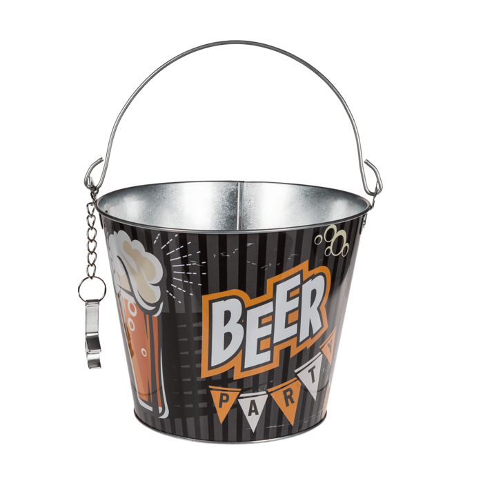 Metal Beer Bucket with Bottle Opener, Vintage - Image 2