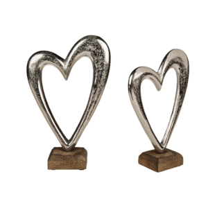 Metal heart on sleeperwood base,