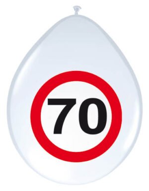 70th Birthday Traffic Sign Balloons - 8 pieces