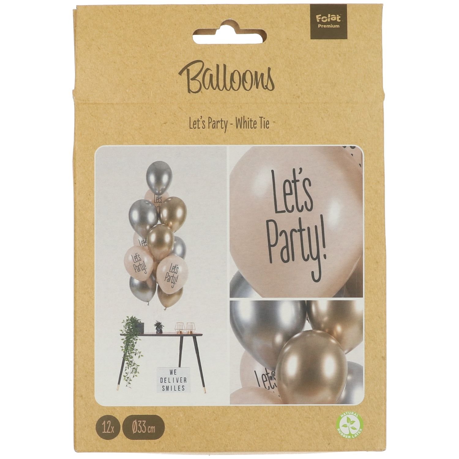 Balloons Let's Party White Tie 33cm - 12 pieces - Image 3
