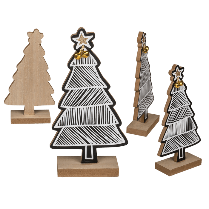 White/black colored wooden tree,