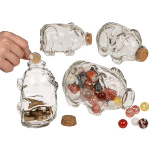Glass storage jar pig with cork,