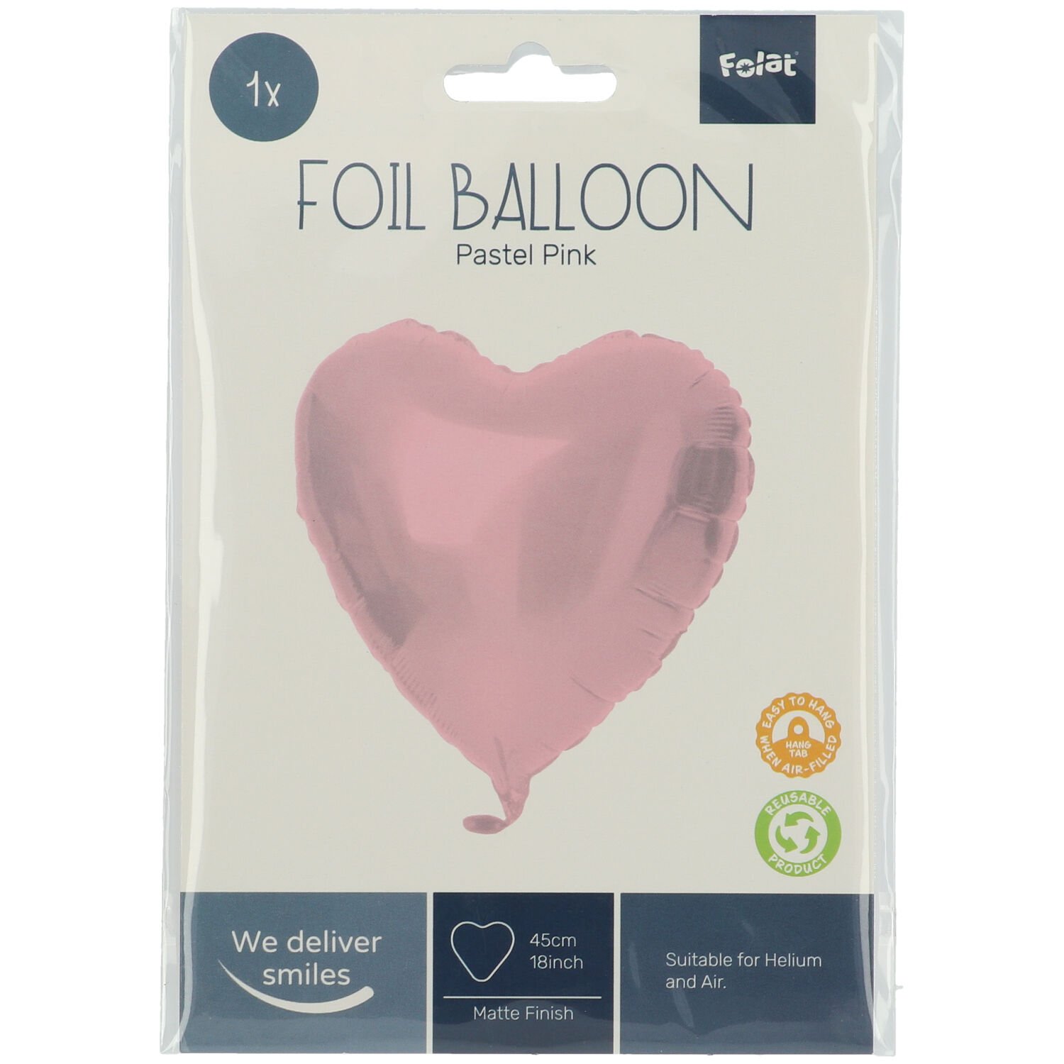 Foil Balloon Heart-shaped Pastel Pink Metallic Matt - 45 cm - Image 3