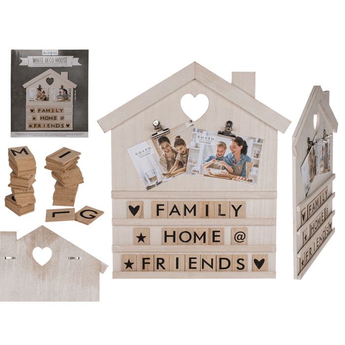 White deco house with 90 nature coloured letters &