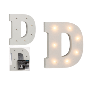 Illuminated wooden letter D, with 7 LED,