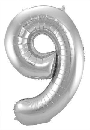Foil Balloon Number 9 - Silver - 86 cm