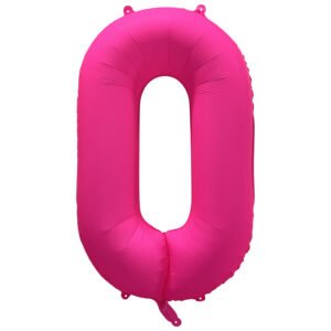 Foil Balloon Number 0 - Neon Pink - 86 cm