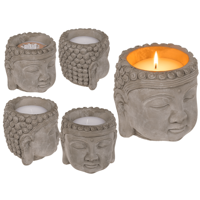 Candle, Buddha-head, ca. 13,5 x 13 cm,