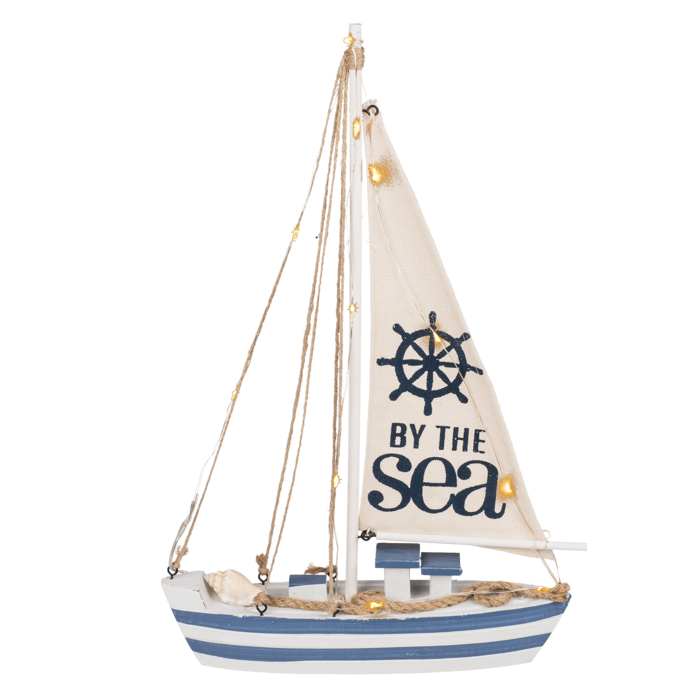 Wooden sailing boat with 11 LED, - Image 3