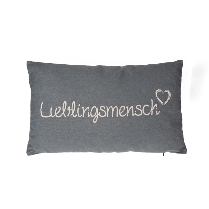 Grey coloured decoration cushion, Lieblingsmensch, - Image 2
