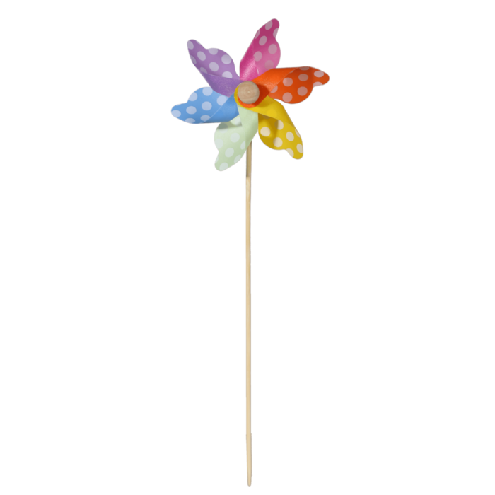 Multicoloured windmilll with white dots on wooden, - Image 2