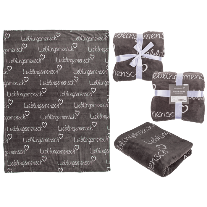 Grey coloured comfort blanket, Lieblingsmensch,