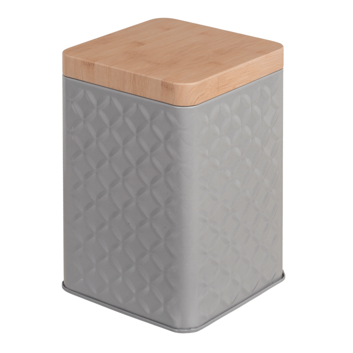 Rectangular tin box with bamboo look cover, - Image 3