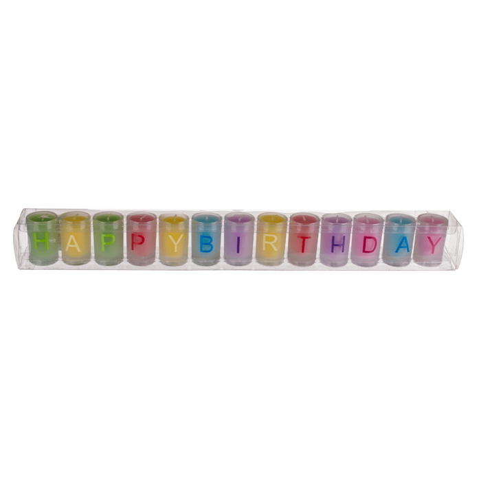 Coloured candles in glass, Happy Birthday, - Image 2