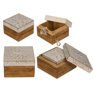Natural coulored wooden Box with golden