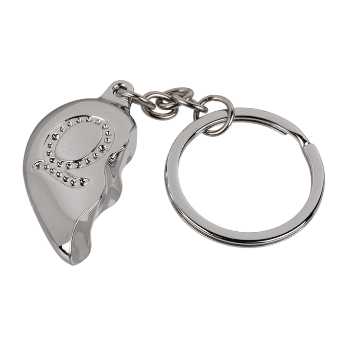 Metal Keychain, Broken Heart - Engraved Letter Q - Image 2