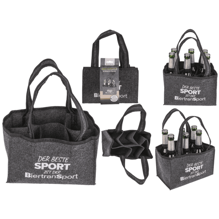 Felt bottle bag with 6 compartments,