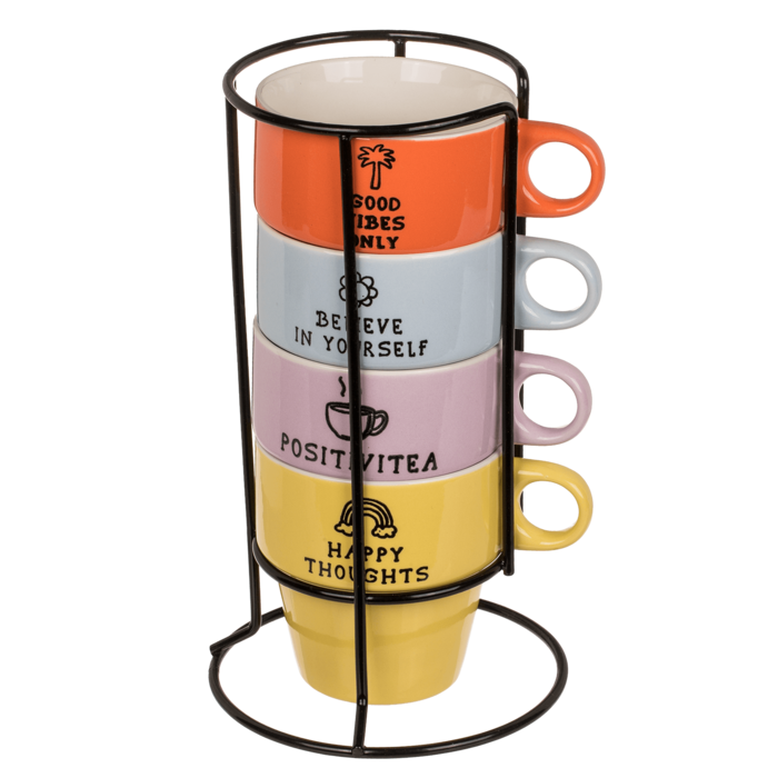 Stackable mugs on metal stand, Pastel, - Image 4