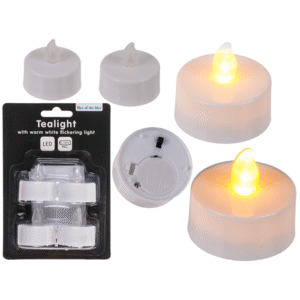 Tealight with warm white flickering LED, - 100835#