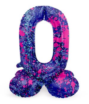 Foil Balloon with Base Number 0 Paint Splash - 72 cm