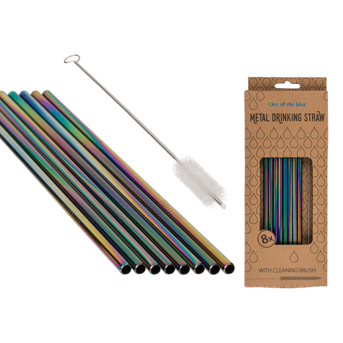 Metal drinking straw with cleaning brush,