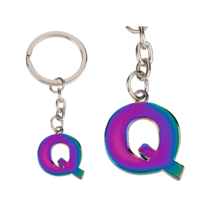 Metal Keychain, Rainbow Letter - Letter Q
