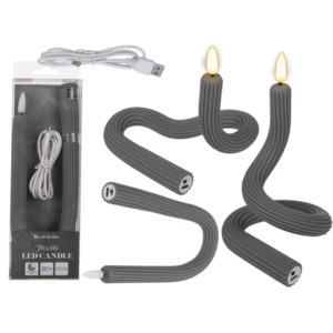 Grey flexibel LED stick candle made of silicone,