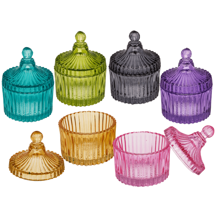 Storage jar with lid, currugated,
