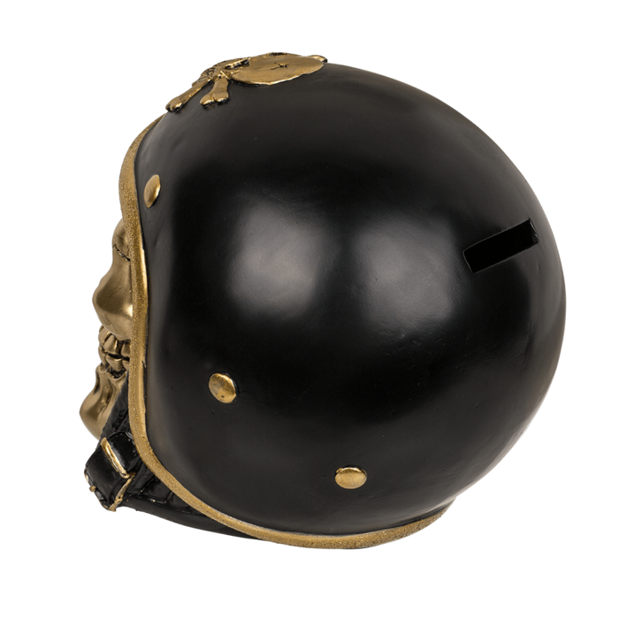 Savings bank with lock, Skull with bike helmet, - Image 4